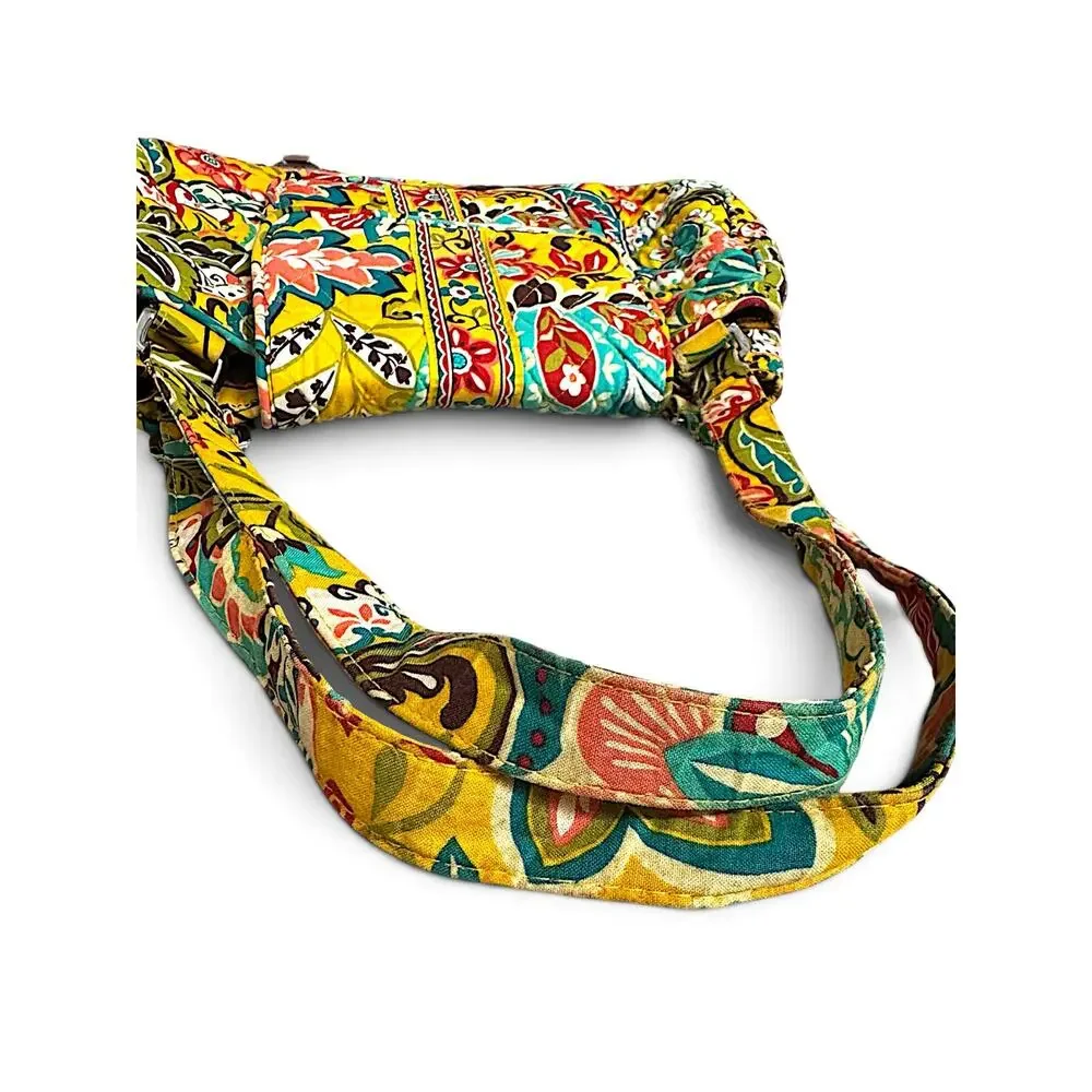 Vera Bradley Yellow Provincial Quilted Shoulder Bag Purse Floral Multi Pocket